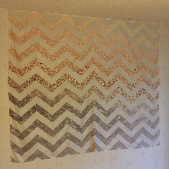 Glitter Gold Chevron Wall Tapestry - Picture 3 of 6